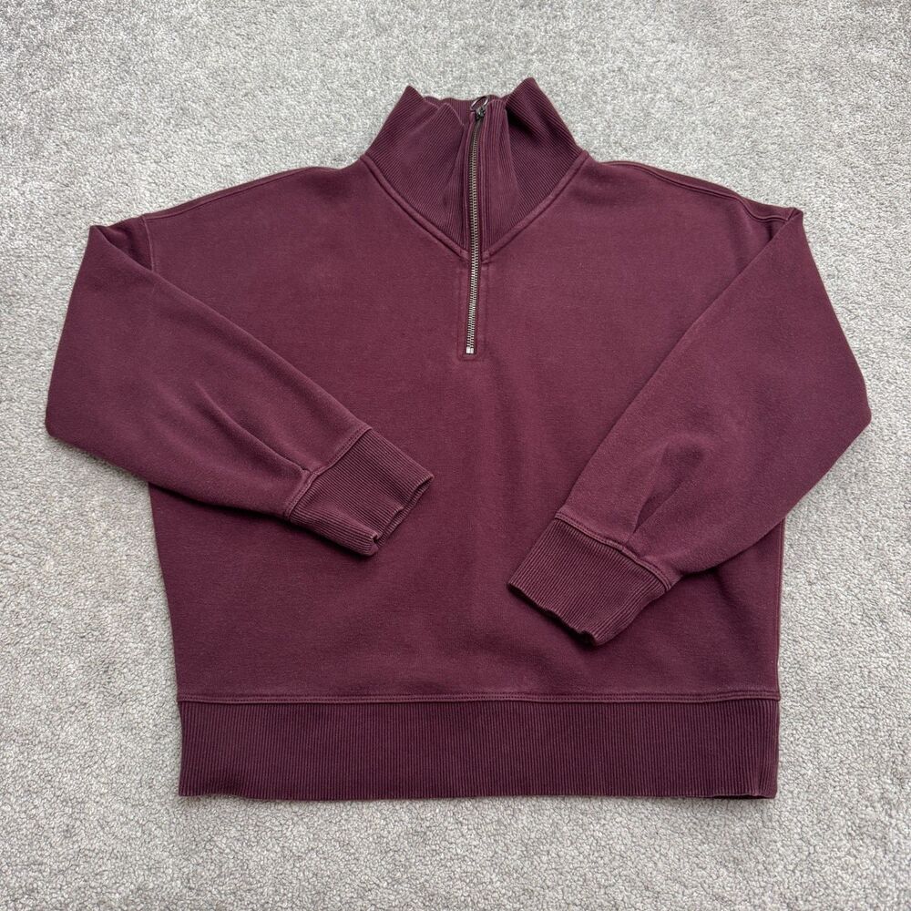 Athleta Coaster Luxe 1/4 Zip Pullover Sweatshirt Womens XS Burgundy Maroon Mock